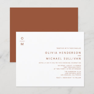 Terracotta Minimalistisch Monogram Wedding Einladu