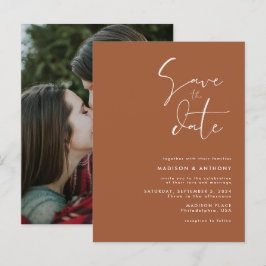 Terracotta Minimalistisch Save the Date Hochzeit F Einladungspostkarte