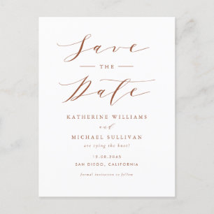 Terracotta Minimalistisch Script QR Code Save the Postkarte