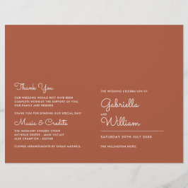 Terracotta Minimalistisch Script Wedding Program