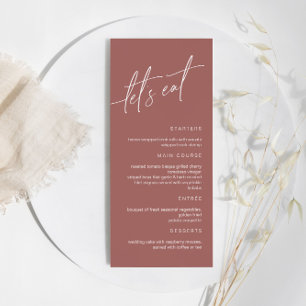 Terracotta Minimalistisch Wedding Menu Menükarte
