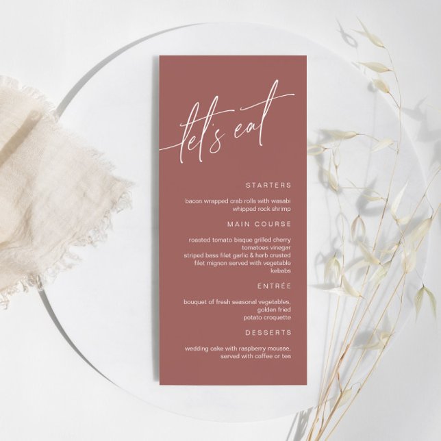 Terracotta Minimalistisch Wedding Menu Menükarte (Von Creator hochgeladen)