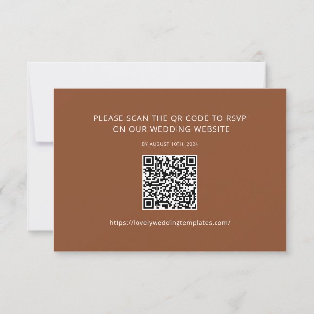 Terracotta Minimalistisch Wedding RSVP QR Code Car Mitteilungskarte (Rückseite)