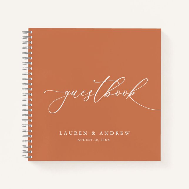 Terracotta Minimalistisch Wedelbook Notizbuch (Vorderseite)