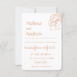 Terracotta Minimalistische Hochzeit Einladung