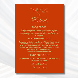 Terracotta Minimalistische Hochzeiten Details Begleitkarte