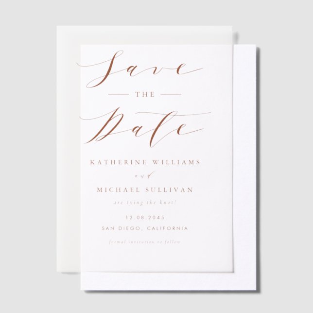 Terracotta Minimalistische SkriptWedding Save the  (Versetzt)