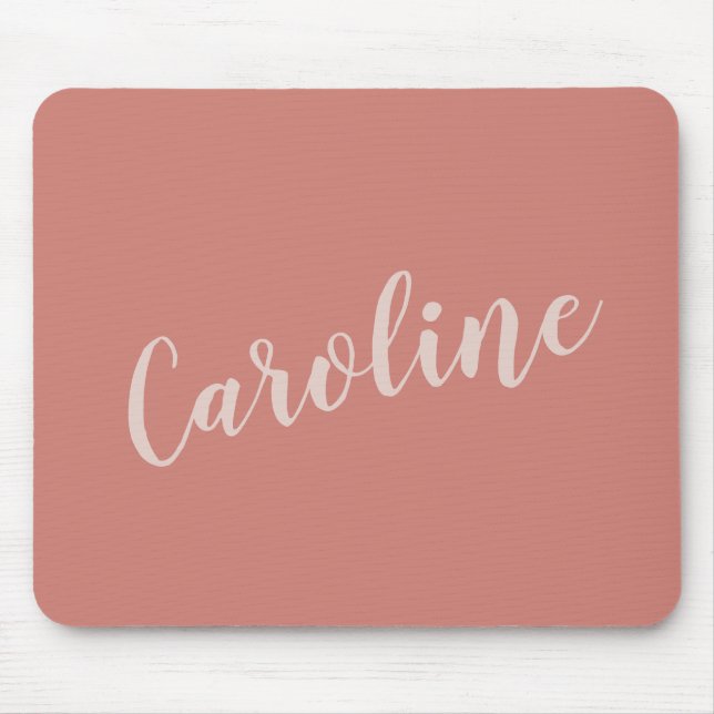 Terracotta Minimalistische Typografie Personalisie Mousepad (Vorne)