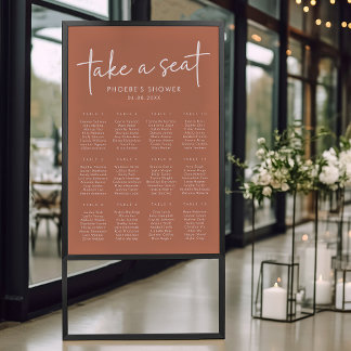 Terracotta Minimalistisches Brautparty Sitzplan Poster