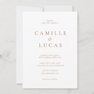 Terracotta Minimalistisches Foto Hochzeit Einladun Einladung