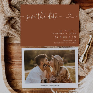 Terracotta Minimalistisches Herz Save the Date Kar Einladung