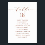 Terracotta Minimalistisches Skript Hochzeitsplan Tischnummer<br><div class="desc">Anpassbare Sitzpläne für die Tischnummer. Es verfügt über eine Terrakotta-Klangschrift und klassische Typografie. Personalisieren Sie Ihre persönlichen Daten,  indem Sie Ihre eigenen Daten hinzufügen. Dieser minimalistische Tisch ist perfekt für Hochzeiten,  Babyduschen,  Brautpartys,  Geburtstage und vieles mehr.</div>
