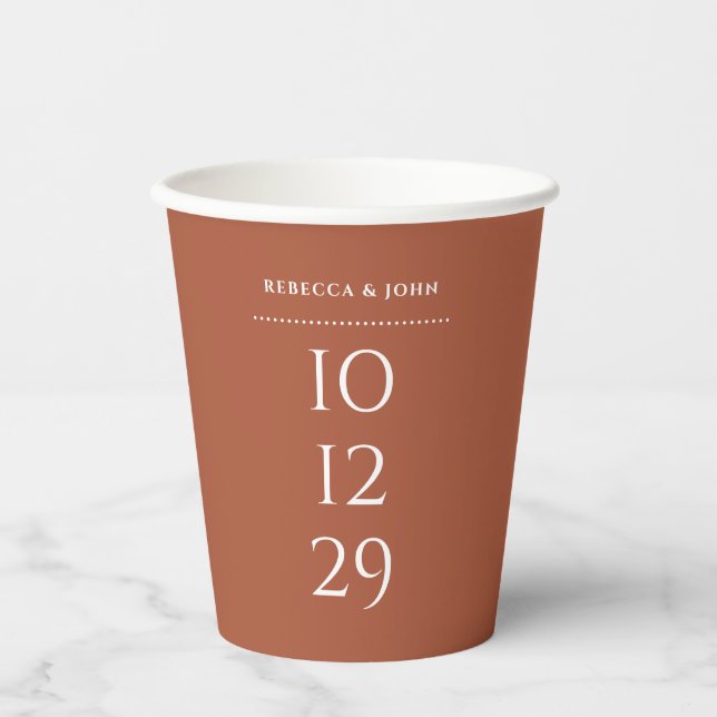 Terracotta Minimalistisches Special Pappbecher (Vorderseite)