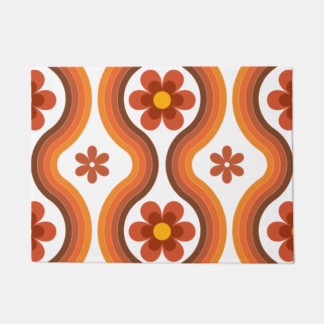 Terracotta Mitte Jahrhundert Modernes Rainbow Retr Fußmatte (Vorderseite)