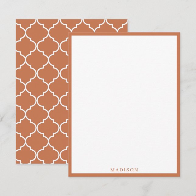 Terracotta Mittelmeer Marokkanisches Muster Mitteilungskarte (Vorne/Hinten)