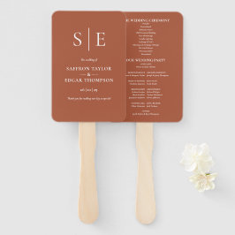 Terracotta Modern Monogram Wedding Program Fächer