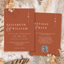 Terracotta Modern Monogram Wedding QR Code