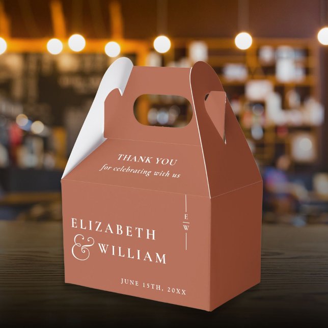 Terracotta Modern Monogram Wedding Vielen Dank Geschenkschachtel (Von Creator hochgeladen)