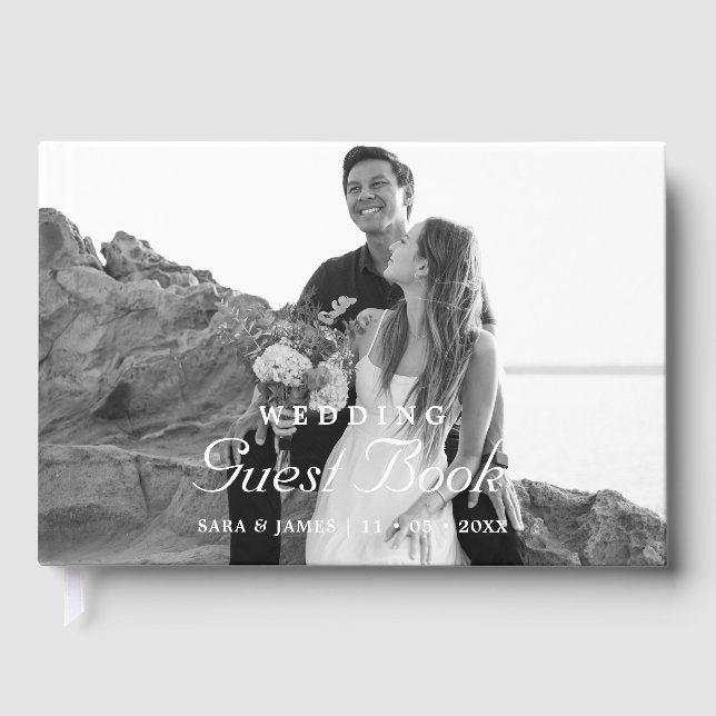 Terracotta Modern Photo Wedding Guest Book Gästebuch (Vorderseite)
