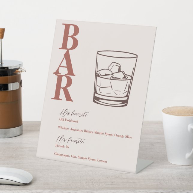 Terracotta Modern Wedding Bar Drink Sockelschild (In SItu)