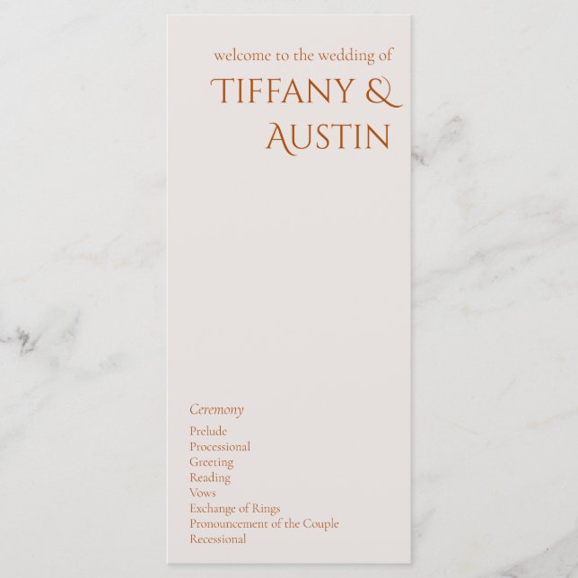 Terracotta Modern Wedding Program (Vorderseite)