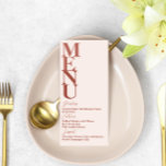 Terracotta Modern Wedding Simple Menu Card Menükarte<br><div class="desc">Diese moderne Hochzeitskollektion eignet sich perfekt für Herbst- oder Hochzeitsfeiern mit der Terracotta Earth-Farbpalette. Das monochrome Thema ist gerade sehr trendig, besonders mit unserer spielerischen Typografie und großen Initialen. Diese minimalistische Hochzeitskarte ist vollständig anpassbar - Alles ist bearbeitbar, klicken Sie einfach auf die Schaltfläche Personalisieren. Vergessen Sie nicht, unsere passenden...</div>