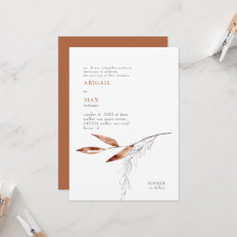 Terracotta Moderne Foliage Wedding Einladung