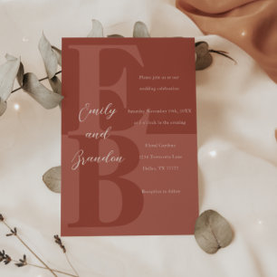 Terracotta moderne grand Faire-part de mariage ini