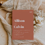 Terracotta Moderne Hochzeit Einladung<br><div class="desc">Moderne Hochzeitsvorlage,  Textdesign mit Terracotta-Erdfarben,  eigene Details hinzufügen und QR-Code.</div>