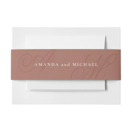 Terracotta Moderne Kante Elegante Monogram Wedding Einladungsbanderole