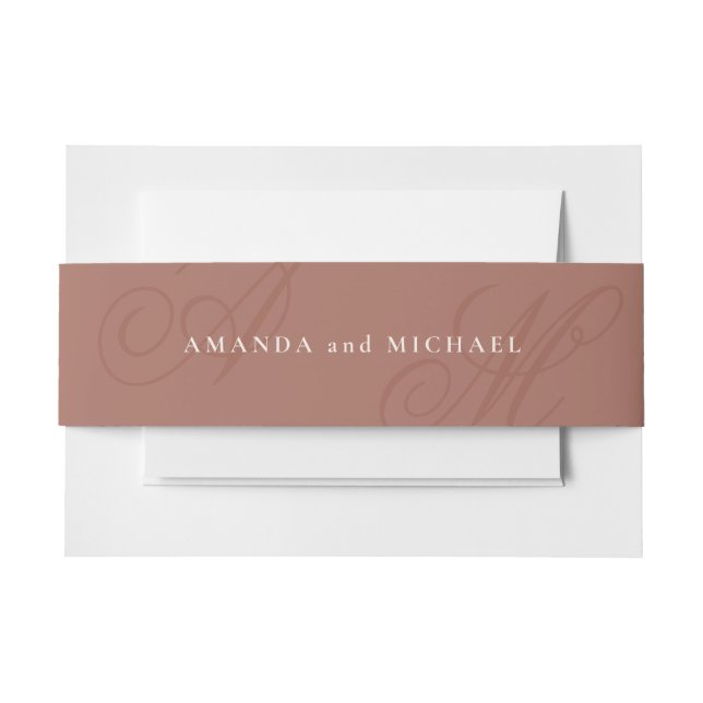 Terracotta Moderne Kante Elegante Monogram Wedding Einladungsbanderole (Vorderseite Beispiel)
