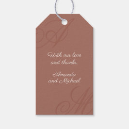 Terracotta Moderne Kante Elegante Monogram Wedding Geschenkanhänger