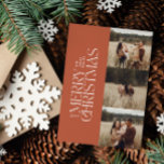 Terracotta moderne minimale Multi-Foto botanische Feiertagskarte<br><div class="desc">Elegante Terracotta moderne minimale Multi-Foto Aquarell botanisches Blattwerk fett grafische Typografie Weihnachtskarte.</div>