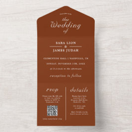 Terracotta Moderne Rustikale Hochzeit All In One Einladung