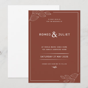 Terracotta moderne simple Faire-part de mariage
