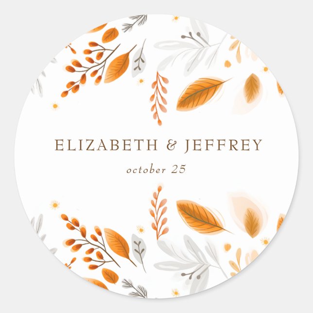 Terracotta Moderne Skripte Elegante Hochzeit im He Runder Aufkleber (Vorderseite)
