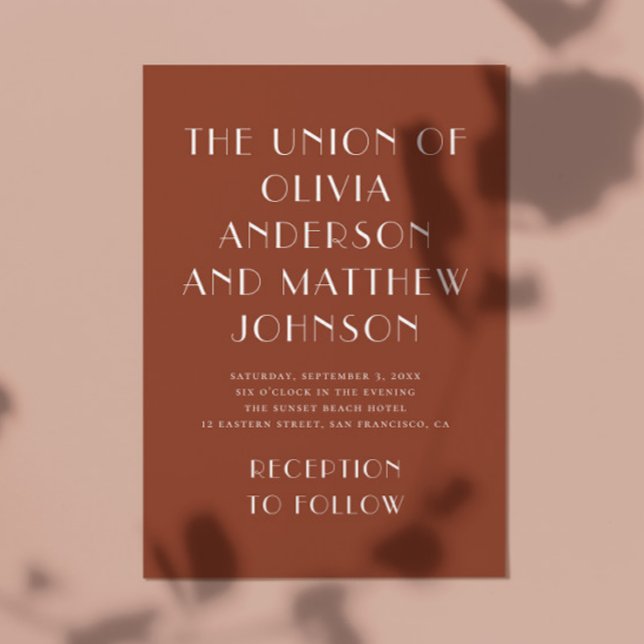 Terracotta Moderne Typografie Minimalistische Hoch Einladung (Von Creator hochgeladen)