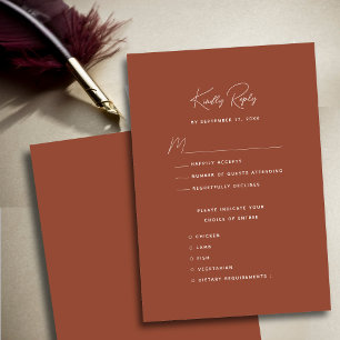 Terracotta Moderne whimsical Script Wedding RSVP Karte
