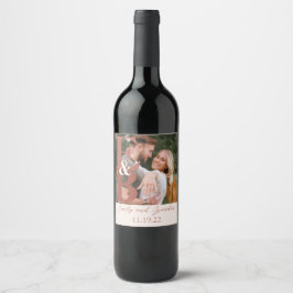 Terracotta Modernes Foto Hochzeit Weinetikett