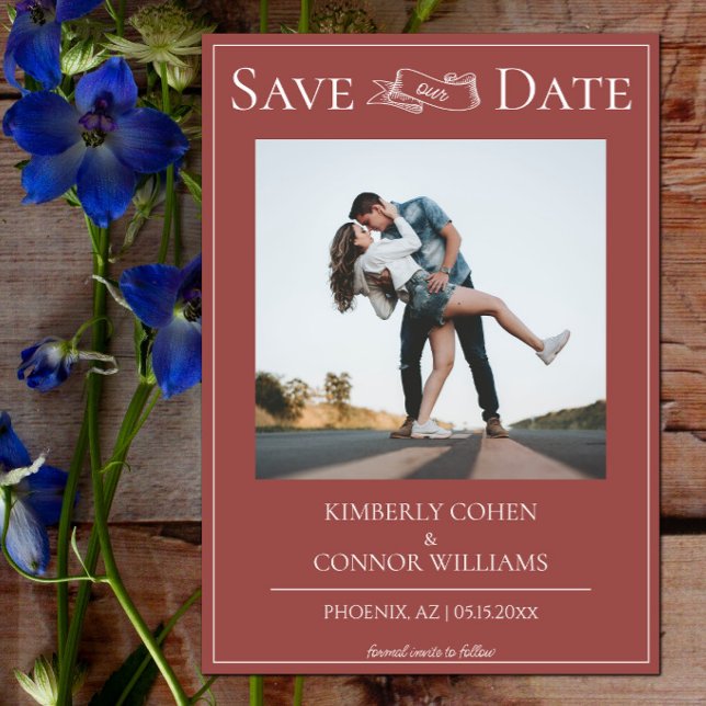 Terracotta Modernes Foto Save the Date (Terracotta Modern Photo Save the Date)