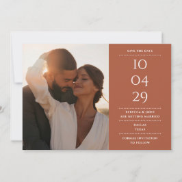Terracotta Modernes Minimalistisches Hochzeitssemb Save The Date
