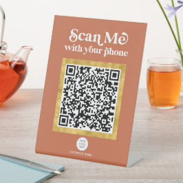 Terracotta modernes QR-Geschäftszeichen mit Logo Sockelschild
