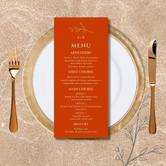 Terracotta Monogram Botanische Minimalistische Hoc Menükarte
