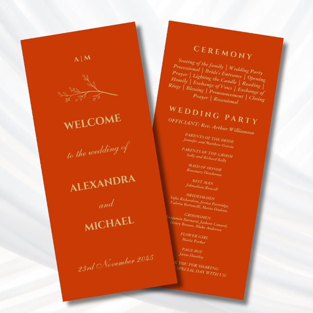 Terracotta Monogram Botanische Minimalistische Hoc Programm (Von Creator hochgeladen)