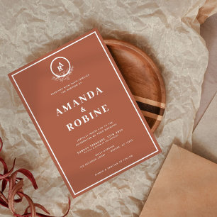 Terracotta Monogram Wedding Einladung
