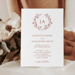 Terracotta Monogram Wedding Einladung