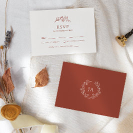 Terracotta Monogram Wedding RSVP Karte