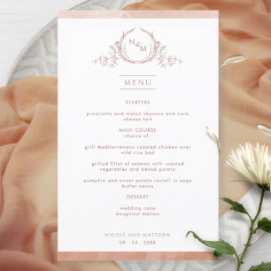 Terracotta Monogramme Aquarelle Menu Mariage