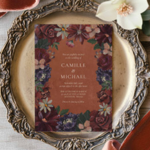 Terracotta Moody Floral Faire-part de mariage
