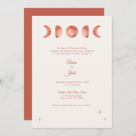 Terracotta Moon Phase Boho Hochzeit Einladung